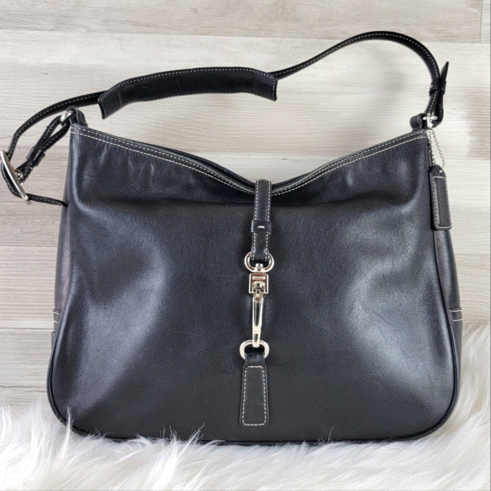 Coach Leatherware Black Leather Handbag #7778 Vintage 94